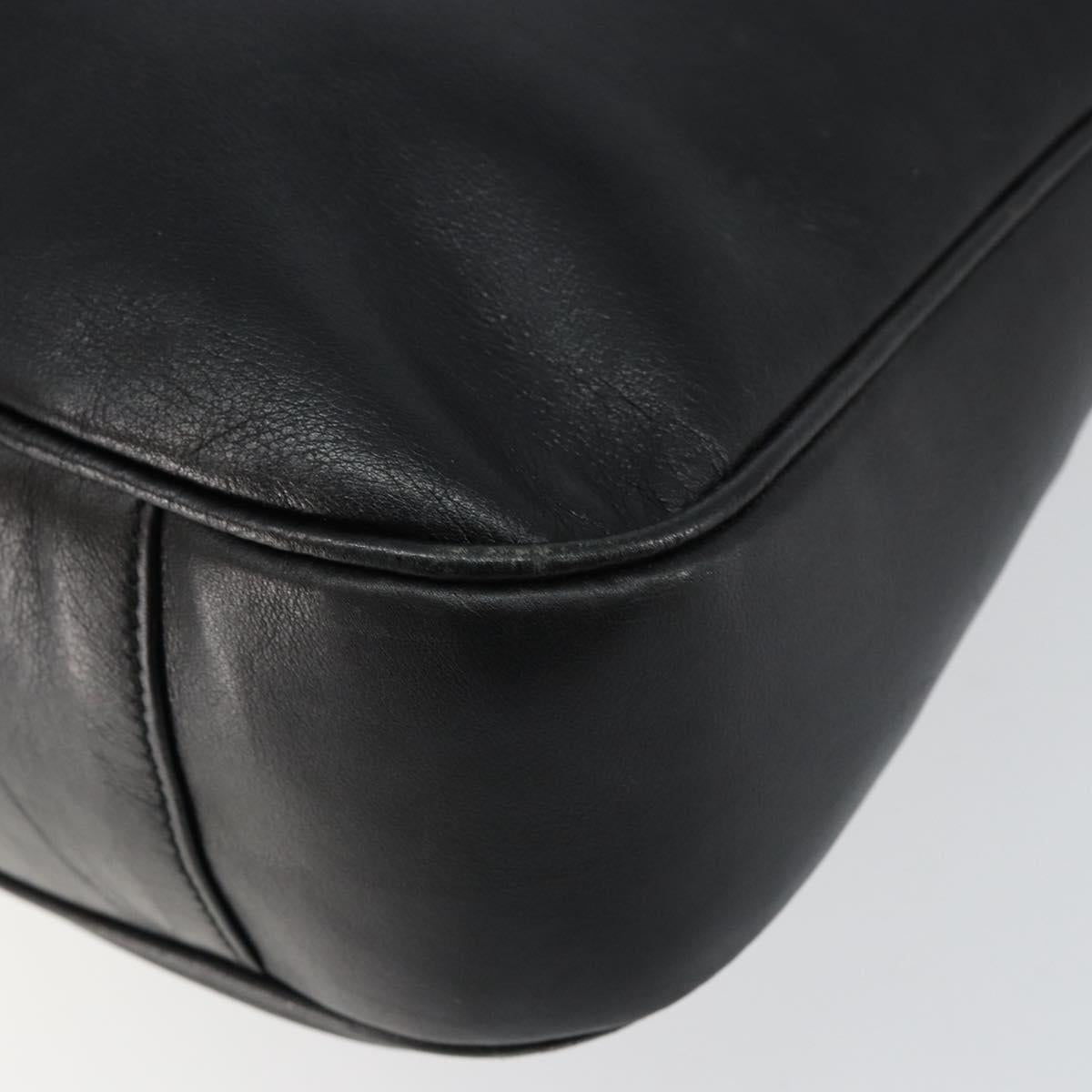 GUCCI Bamboo Hand Bag Leather 2way Black Gold 001 2058 1577 0 Auth 145485