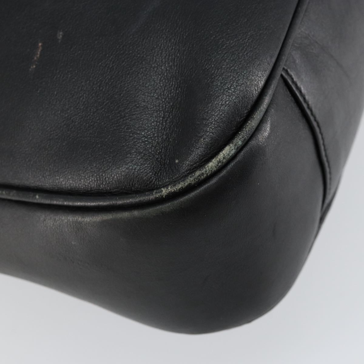 GUCCI Bamboo Hand Bag Leather 2way Black Gold 001 2058 1577 0 Auth 145485