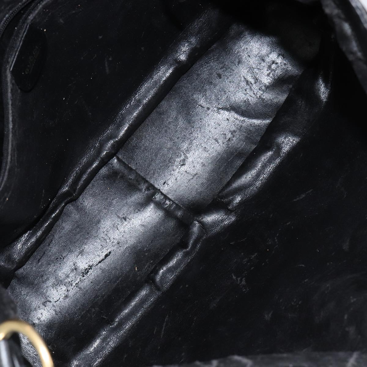 GUCCI Bamboo Hand Bag Leather 2way Black Gold 001 2058 1577 0 Auth 145485