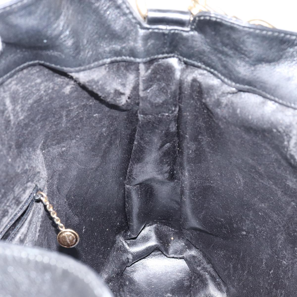 GUCCI Bamboo Hand Bag Leather 2way Black Gold 001 2058 1577 0 Auth 145485