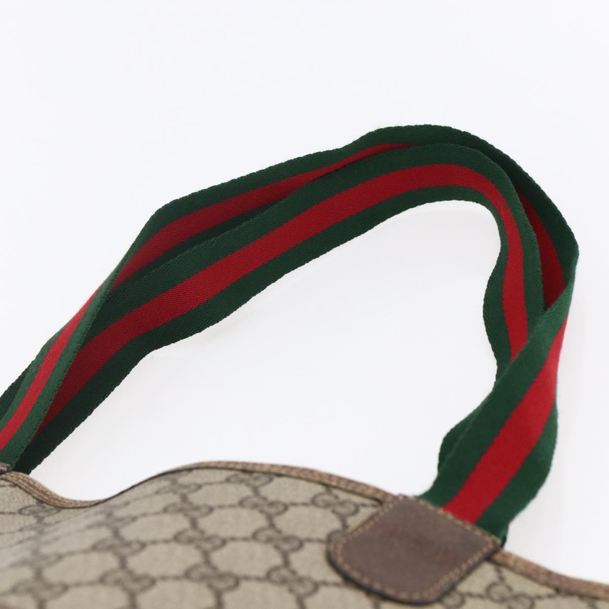 GUCCI GG Supreme Web Sherry Line Tote Bag PVC Beige Red 39 02 003 Auth 145488