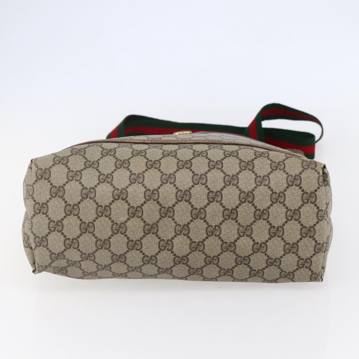 GUCCI GG Supreme Web Sherry Line Tote Bag PVC Beige Red 39 02 003 Auth 145488