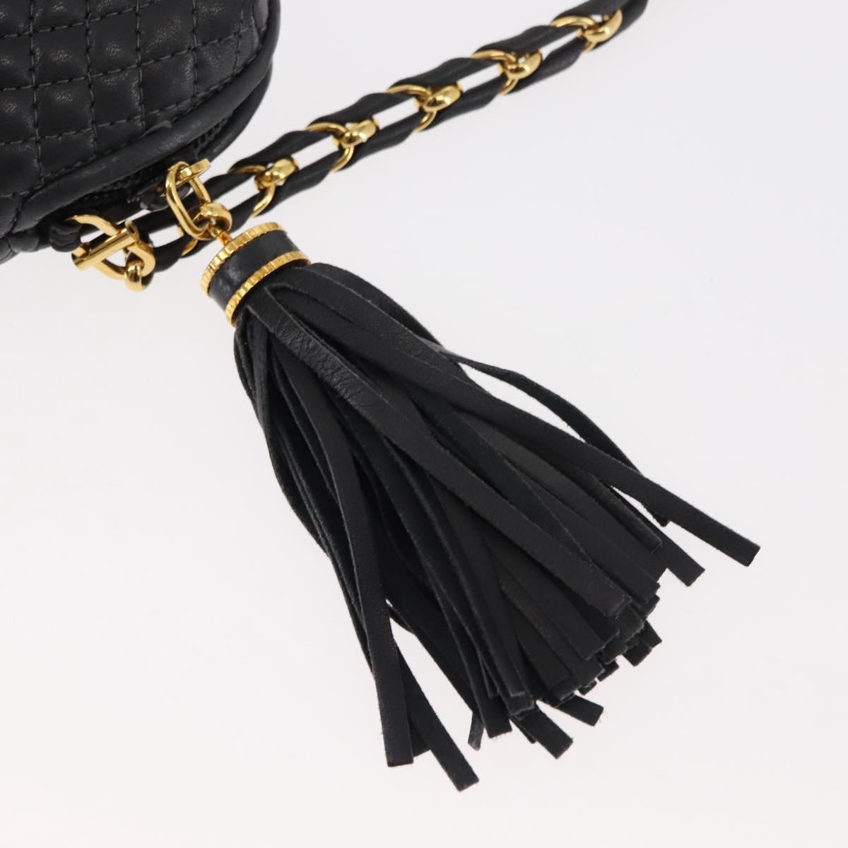 BALLY Chain Shoulder Bag Leather Black Auth 145489