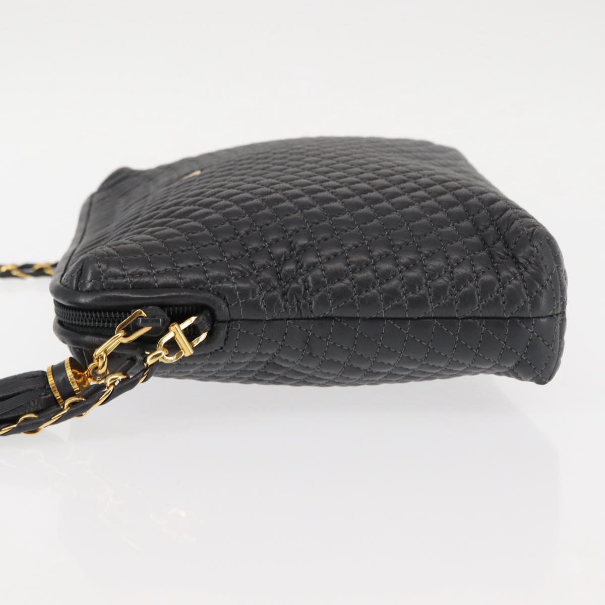 BALLY Chain Shoulder Bag Leather Black Auth 145489