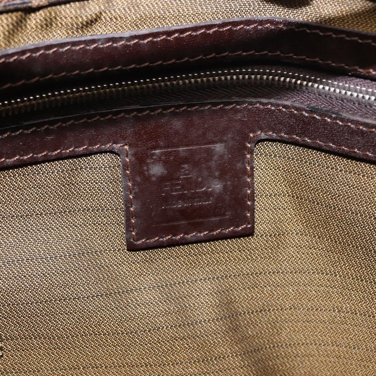 FENDI Zucca Canvas Mamma Baguette Tote Bag Black Silver Brown Auth 145493