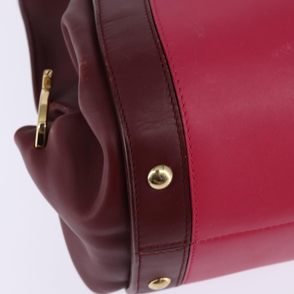 Salvatore Ferragamo Gancini Sofia Hand Bag Leather 2way Pink Gold Auth 145497