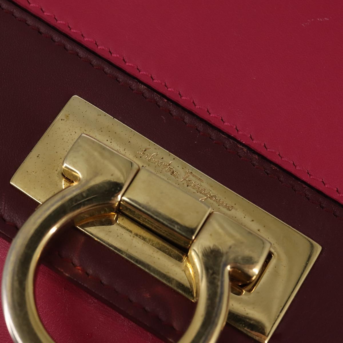 Salvatore Ferragamo Gancini Sofia Hand Bag Leather 2way Pink Gold Auth 145497