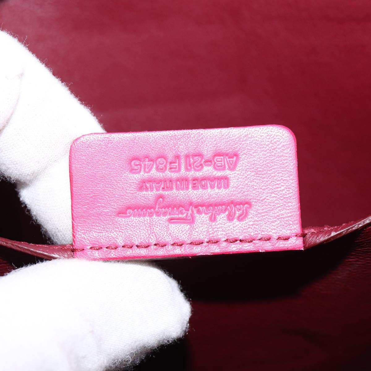 Salvatore Ferragamo Gancini Sofia Hand Bag Leather 2way Pink Gold Auth 145497