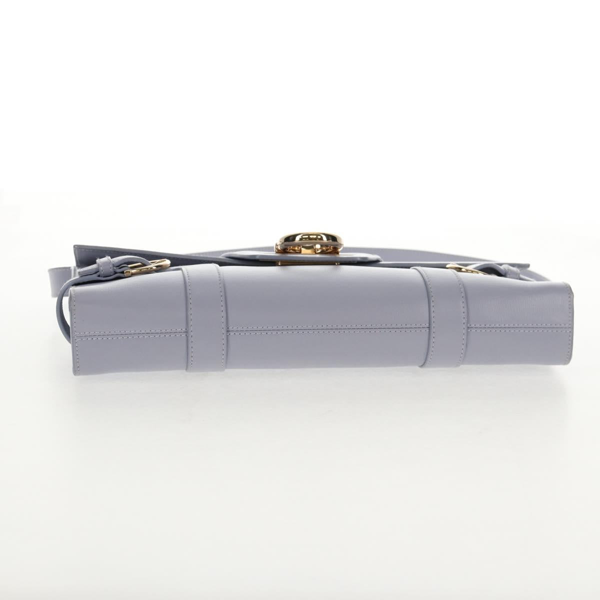 Salvatore Ferragamo Gancini Shoulder Bag Leather Purple Gold Auth 145499V