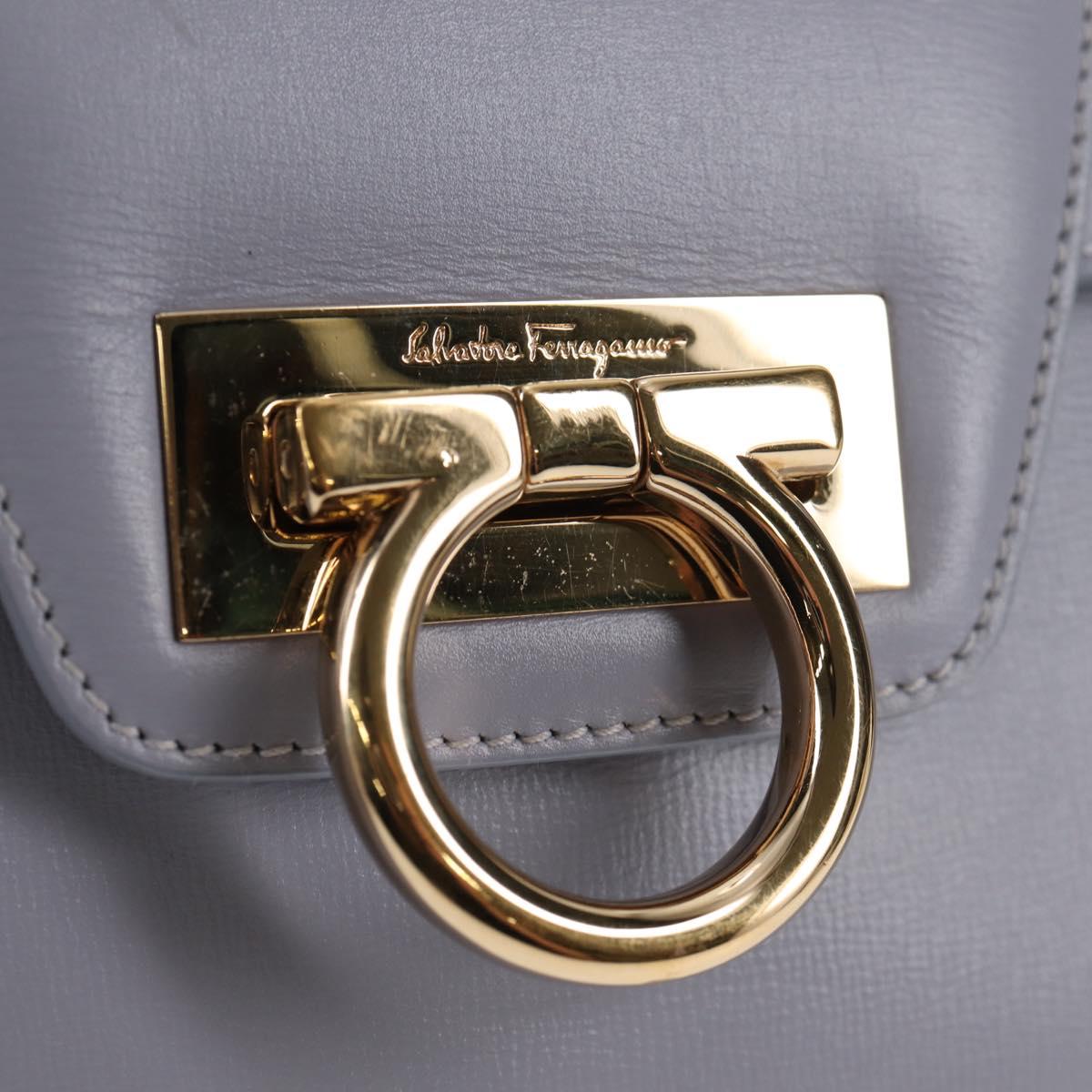 Salvatore Ferragamo Gancini Shoulder Bag Leather Purple Gold Auth 145499V