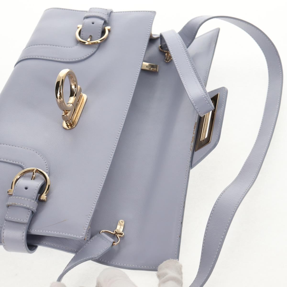 Salvatore Ferragamo Gancini Shoulder Bag Leather Purple Gold Auth 145499V