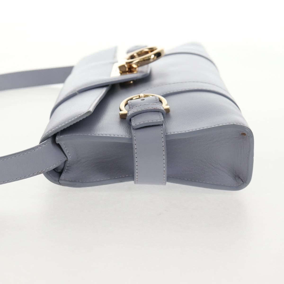 Salvatore Ferragamo Gancini Shoulder Bag Leather Purple Gold Auth 145499V