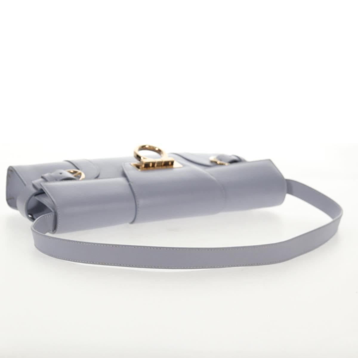 Salvatore Ferragamo Gancini Shoulder Bag Leather Purple Gold Auth 145499V