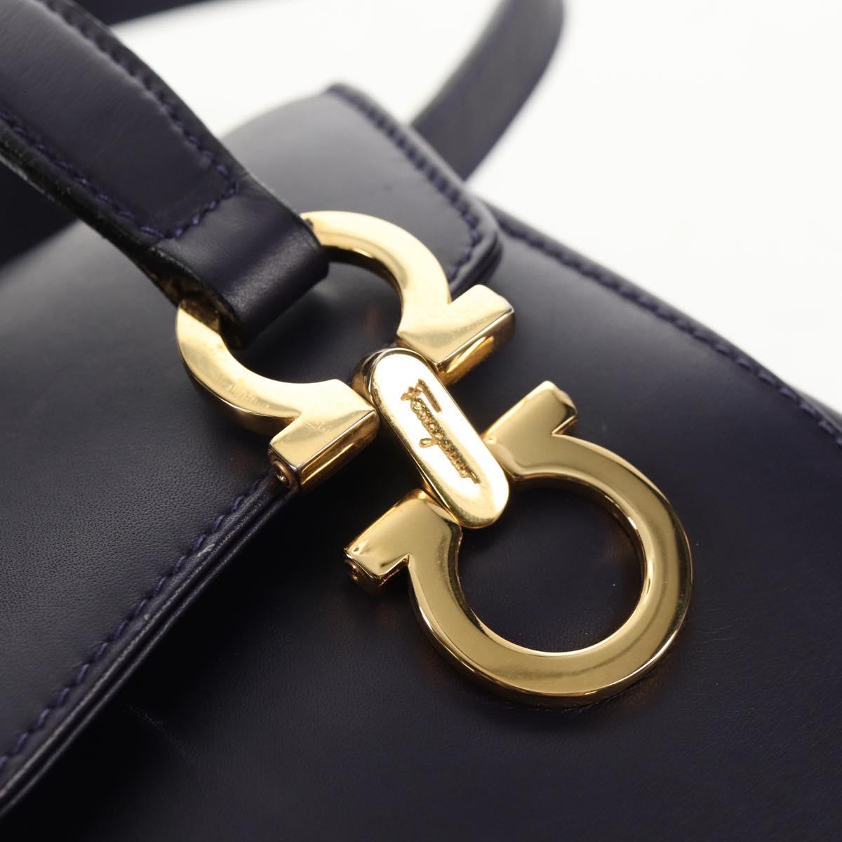 Salvatore Ferragamo Gancini Hand Bag Leather 2way Purple Gold Auth 145500V