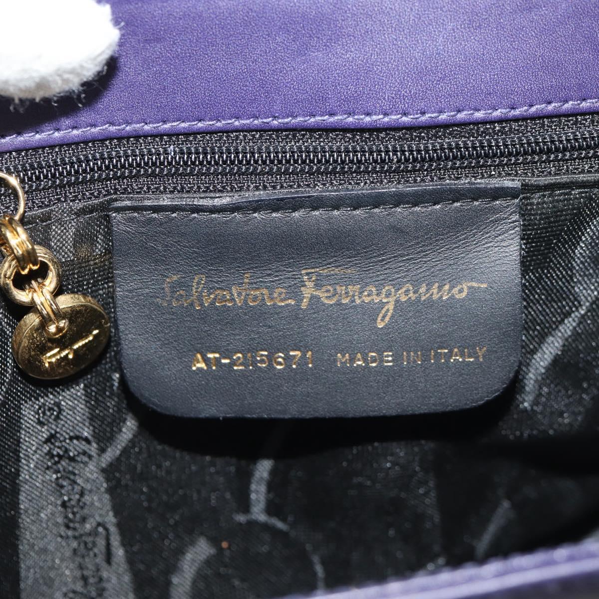 Salvatore Ferragamo Gancini Hand Bag Leather 2way Purple Gold Auth 145500V