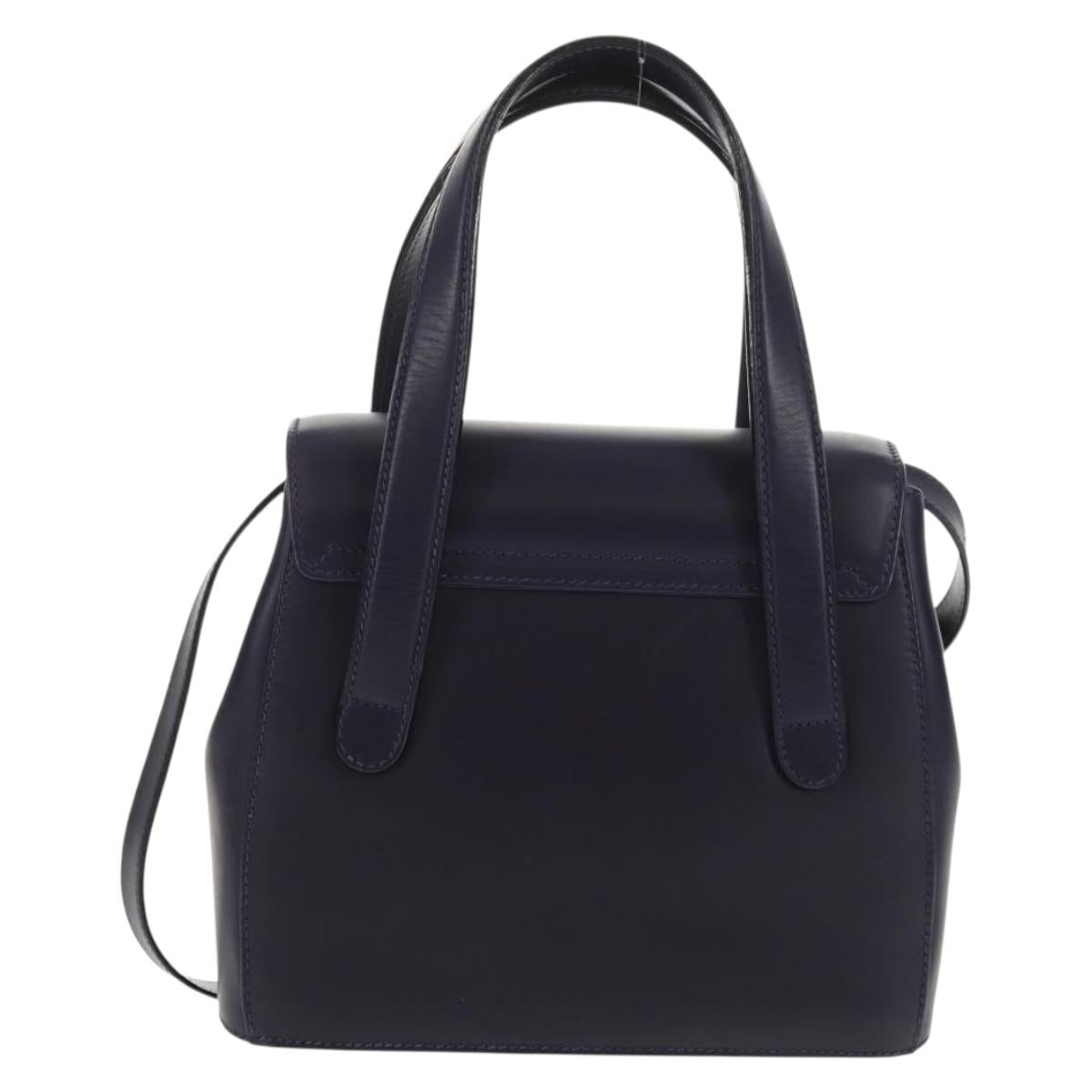 Salvatore Ferragamo Gancini Hand Bag Leather 2way Purple Gold Auth 145500V