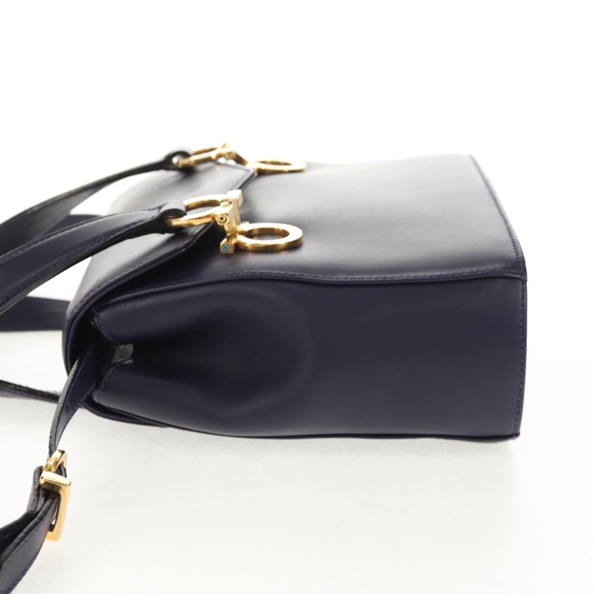 Salvatore Ferragamo Gancini Hand Bag Leather 2way Purple Gold Auth 145500V