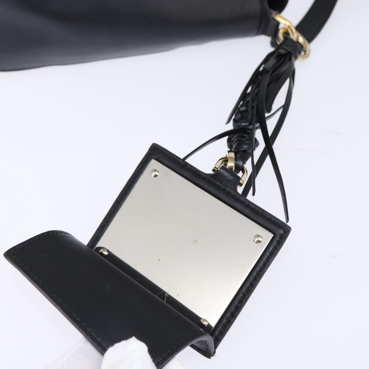 Salvatore Ferragamo Gancini Shoulder Bag Leather Black Gold Auth 145503