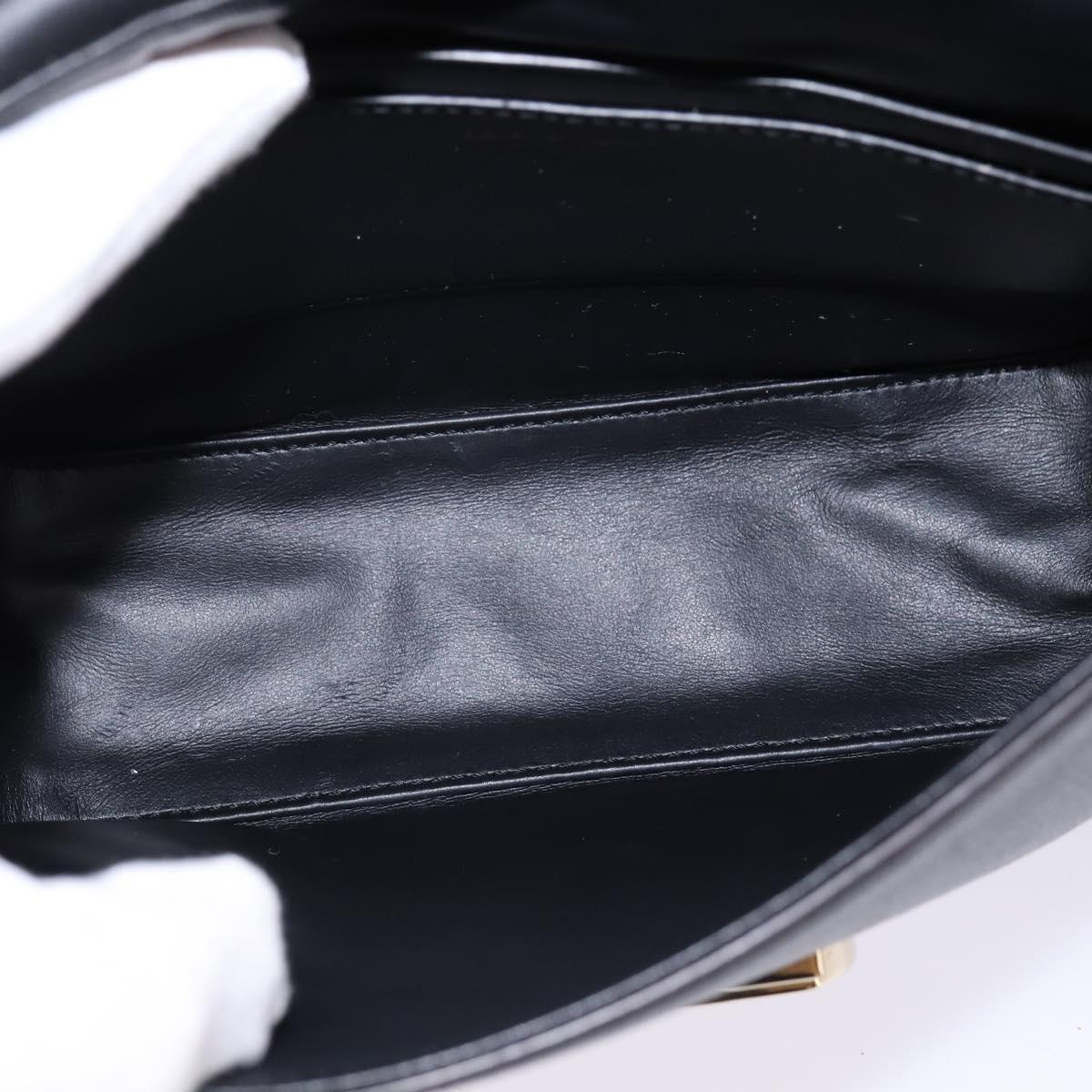 Salvatore Ferragamo Gancini Shoulder Bag Leather Black Gold Auth 145503