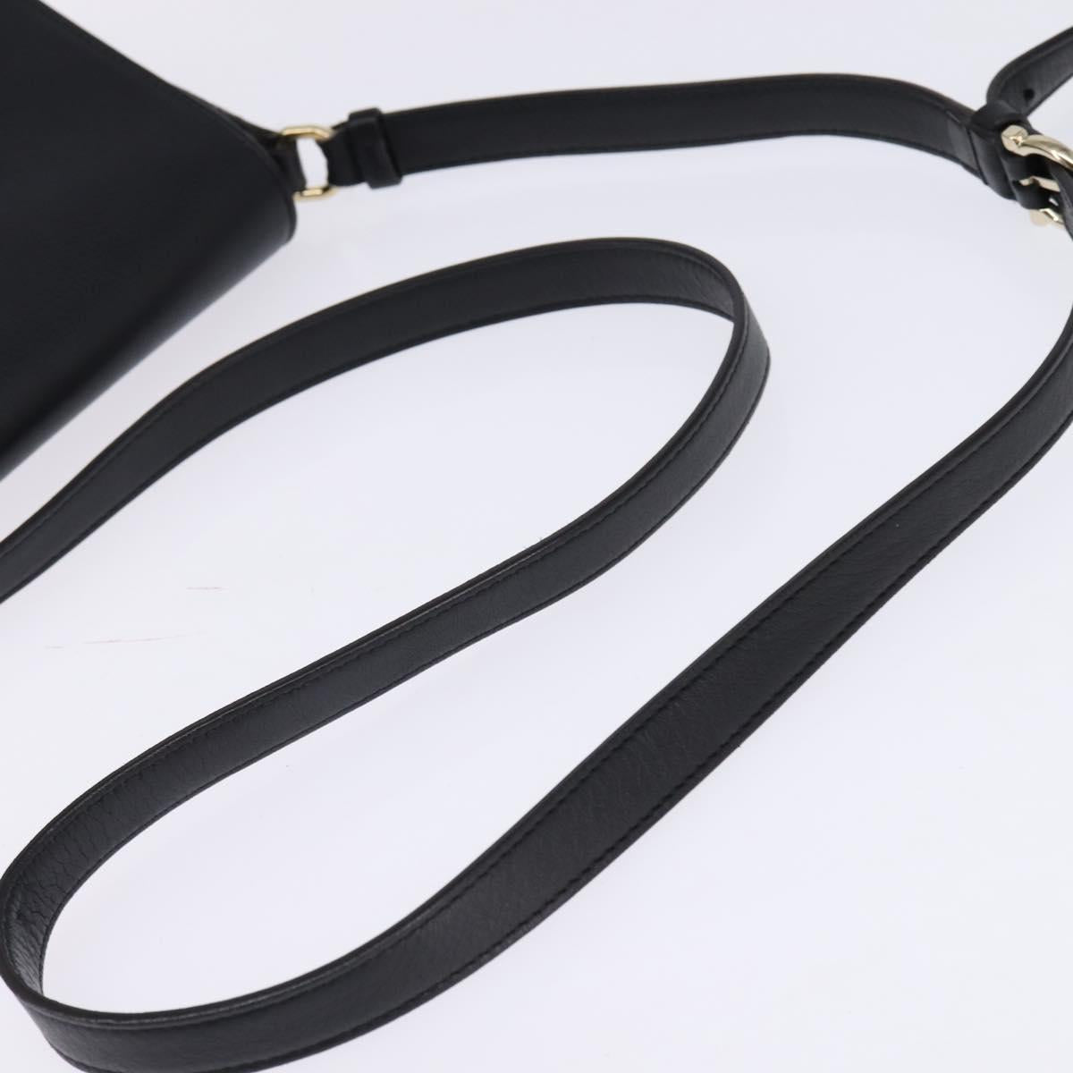 Salvatore Ferragamo Gancini Shoulder Bag Leather Black Gold Auth 145503