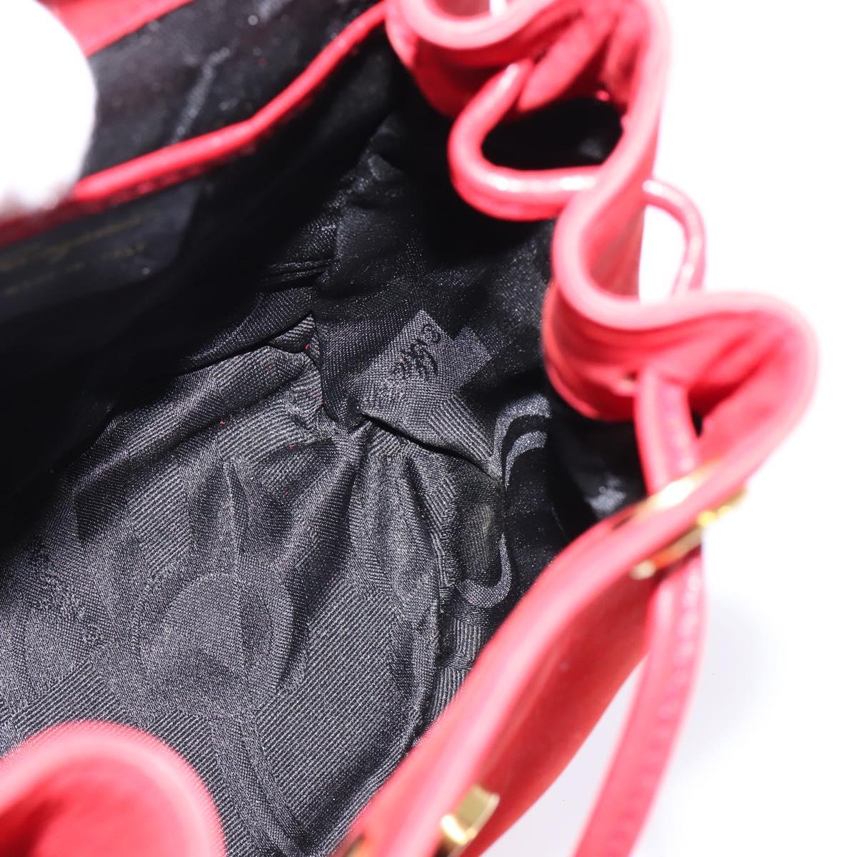 Salvatore Ferragamo Vala Backpack Leather Red Gold Auth 145505