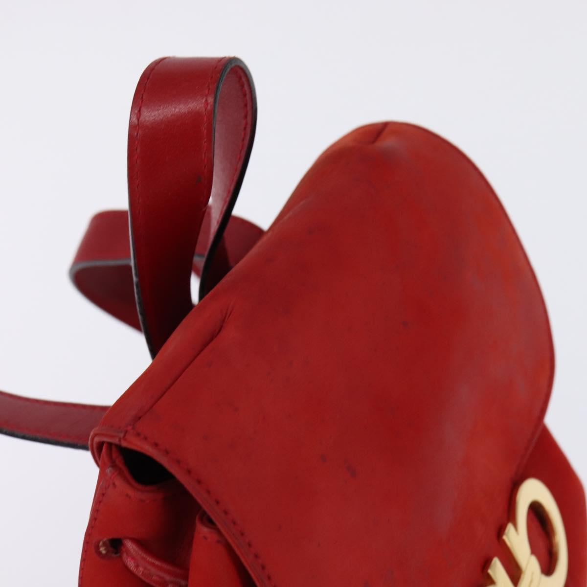 Salvatore Ferragamo Vala Backpack Leather Red Gold Auth 145505