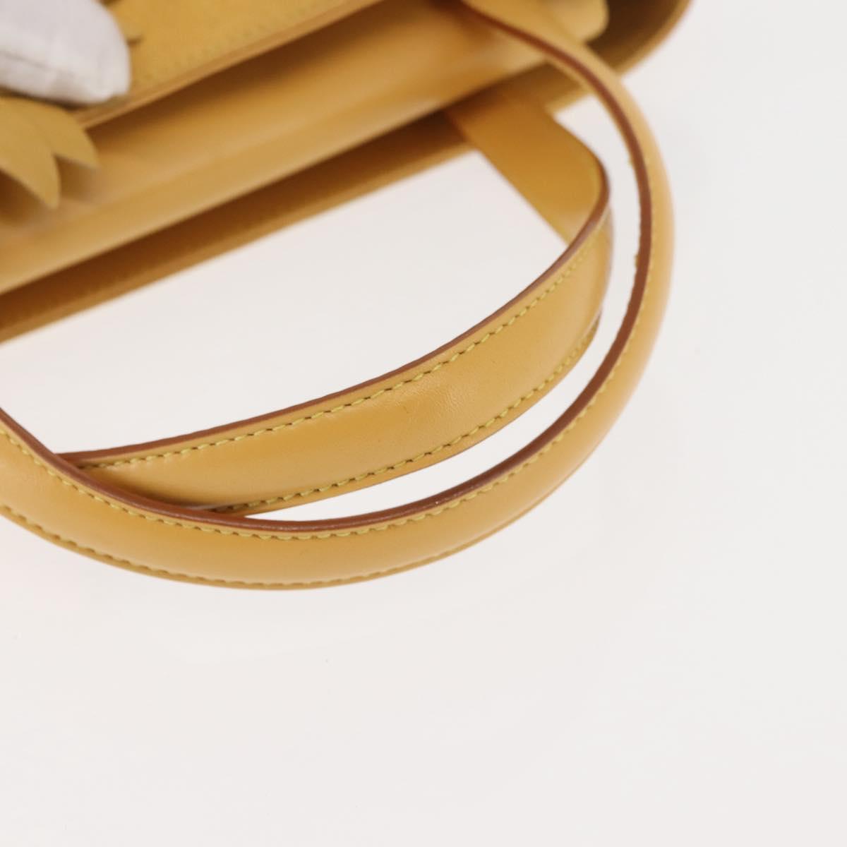 Salvatore Ferragamo Sunflower Hand Bag Canvas Leather Yellow Auth 145506