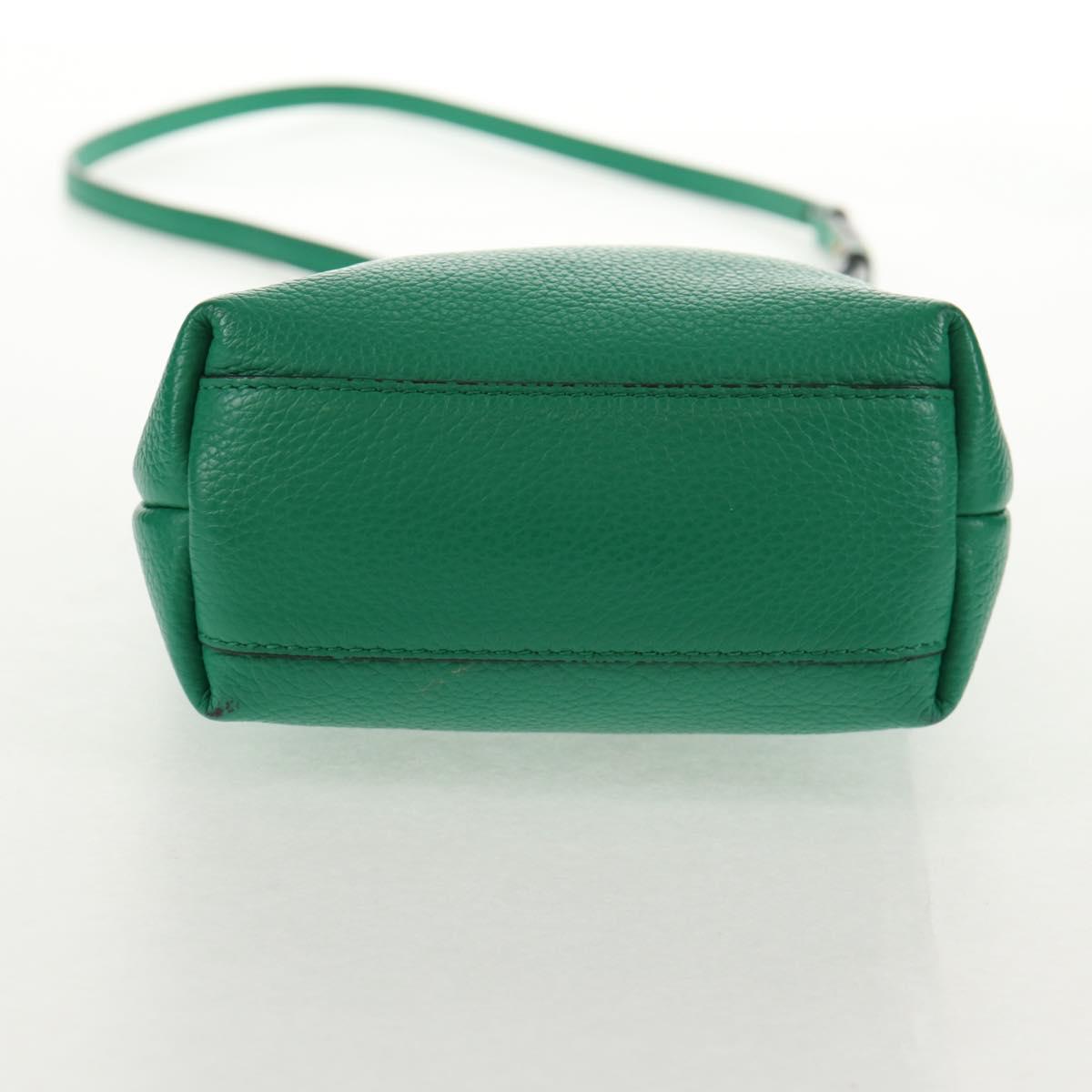 Salvatore Ferragamo Gancini Hand Bag Leather 2way Green Gold Auth 145509V