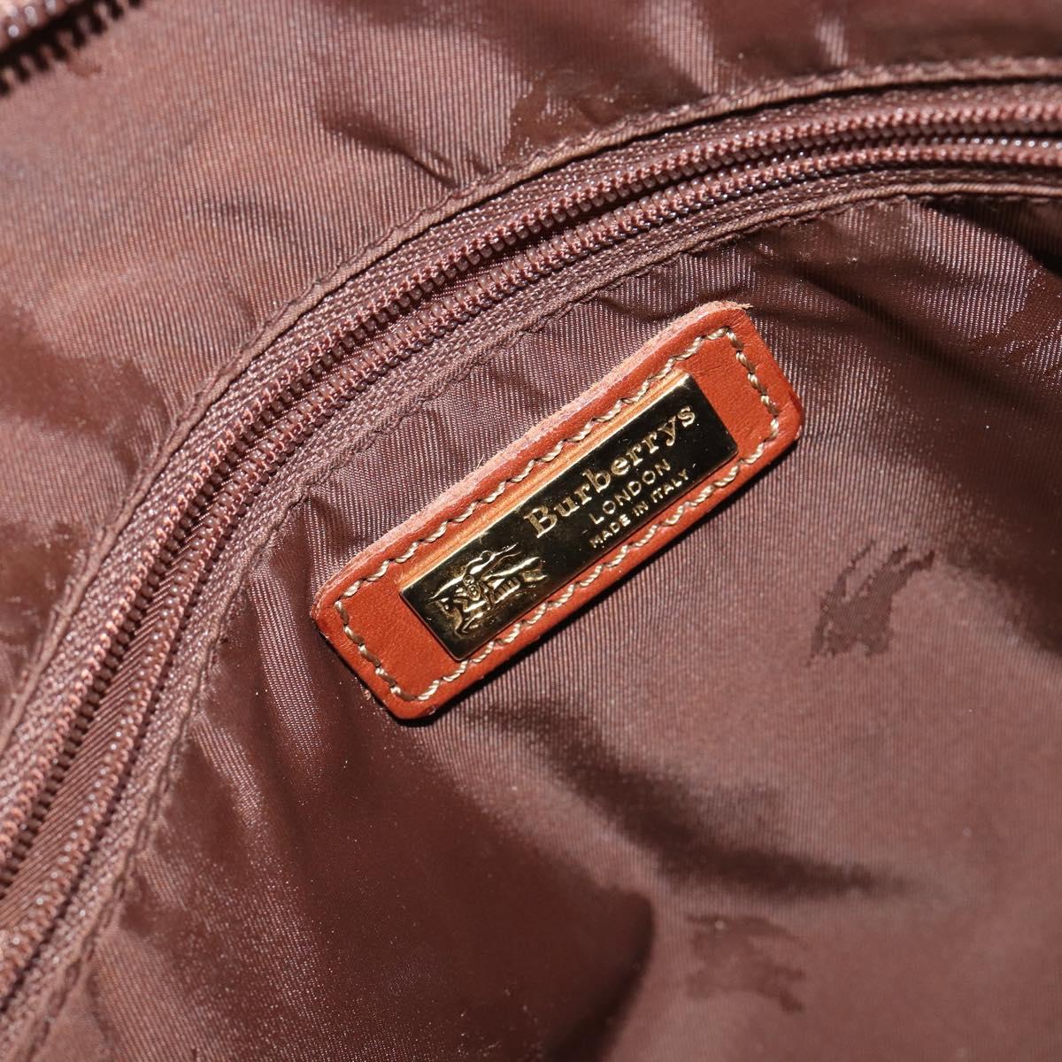 Burberrys Nova Check Hand Bag PVC Leather Green Gold Auth 145517