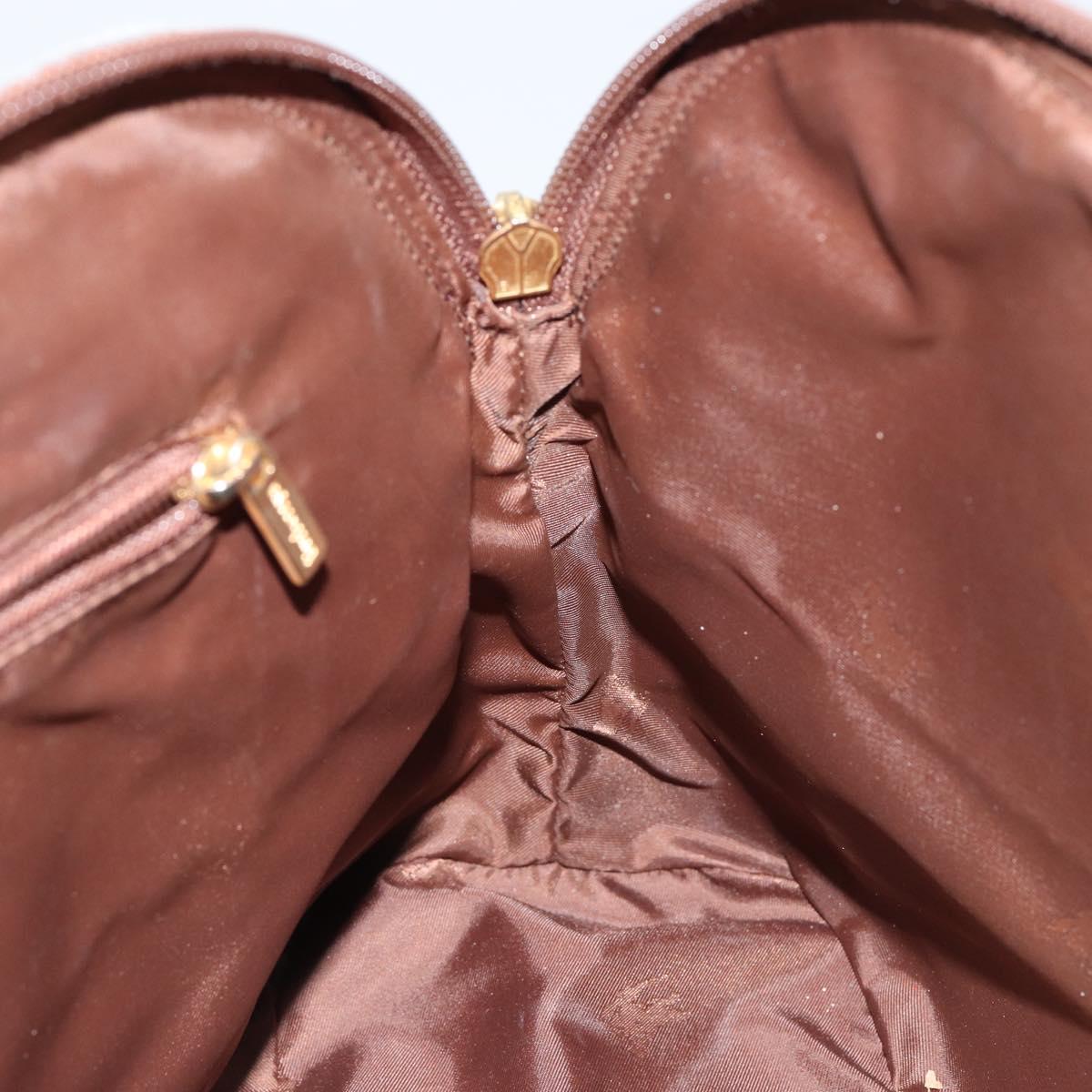 Burberrys Nova Check Hand Bag PVC Leather Green Gold Auth 145517