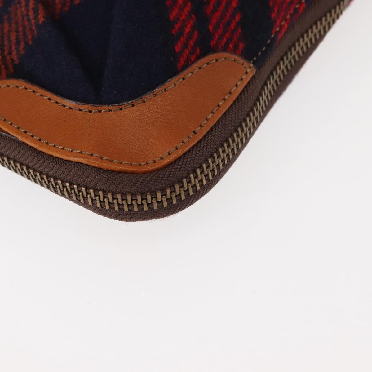 BURBERRY Nova Check Blue Label Shoulder Bag Wool Red Auth 145519