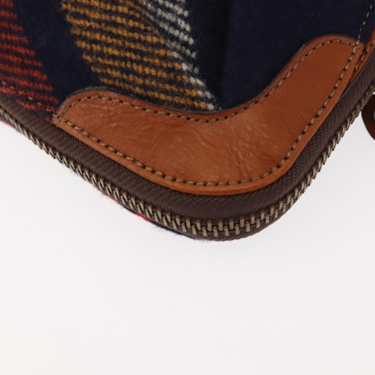 BURBERRY Nova Check Blue Label Shoulder Bag Wool Red Auth 145519
