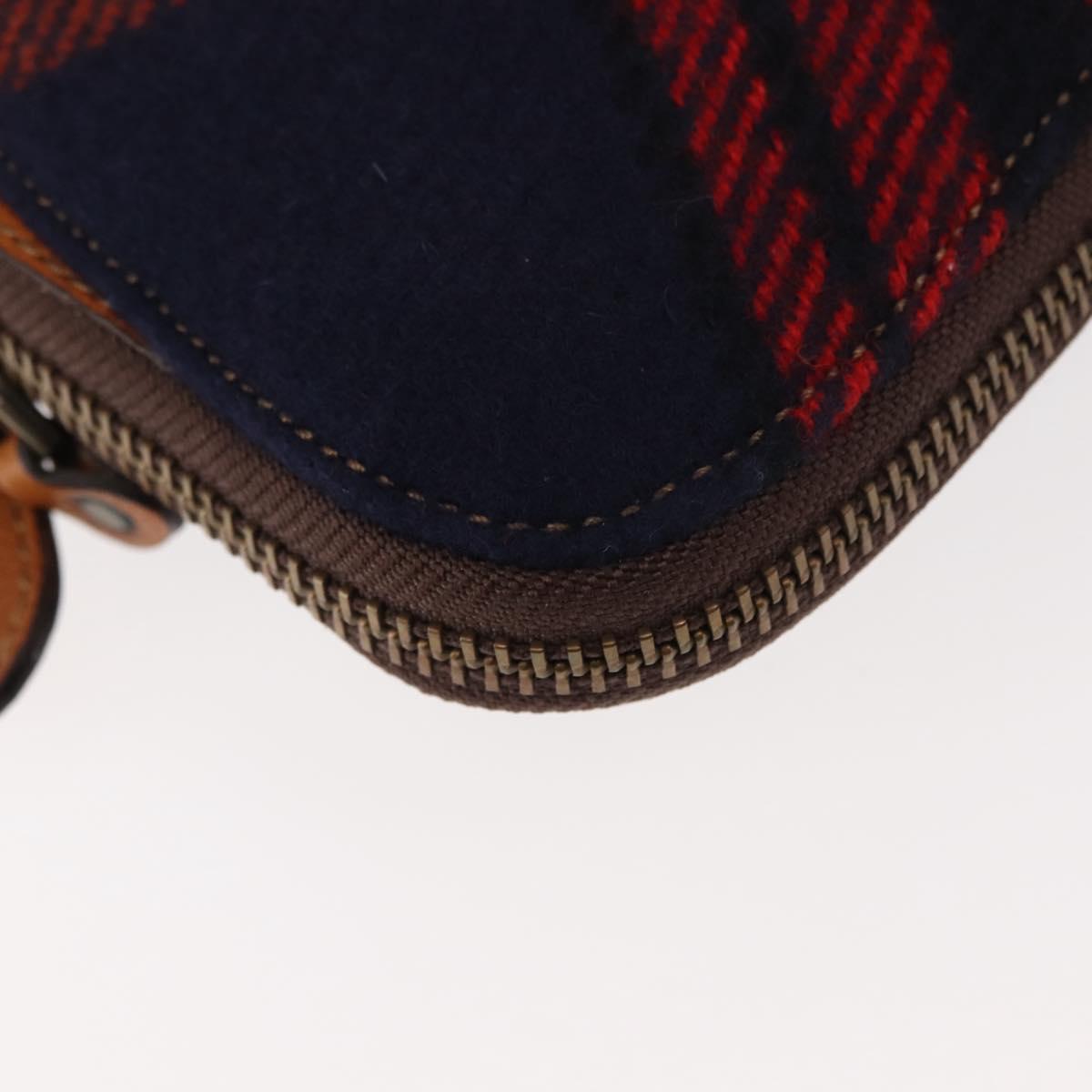 BURBERRY Nova Check Blue Label Shoulder Bag Wool Red Auth 145519