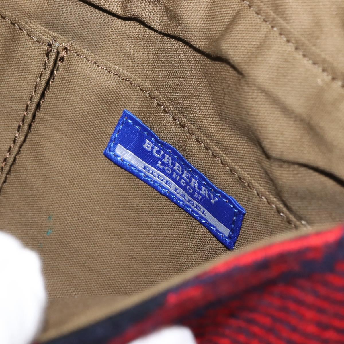 BURBERRY Nova Check Blue Label Shoulder Bag Wool Red Auth 145519