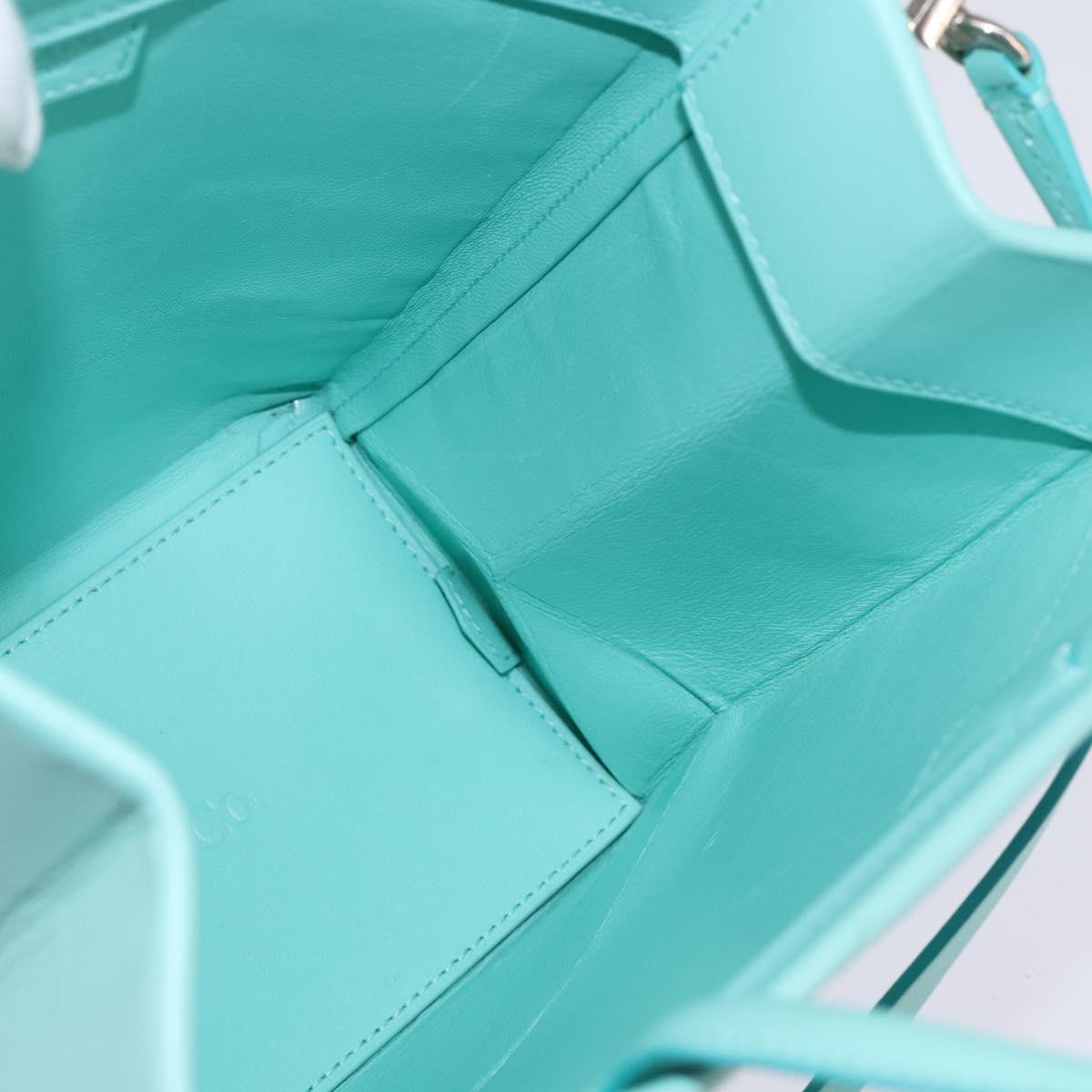 TIFFANY&Co. Hand Bag Leather 2way Turquoise Blue Silver Auth 145520