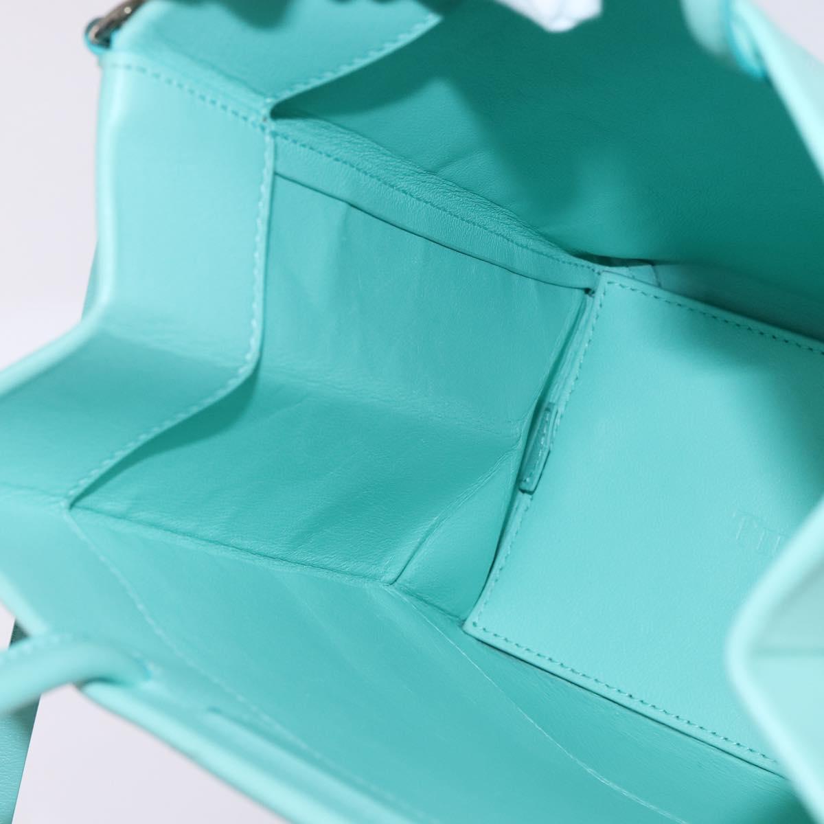 TIFFANY&Co. Hand Bag Leather 2way Turquoise Blue Silver Auth 145520