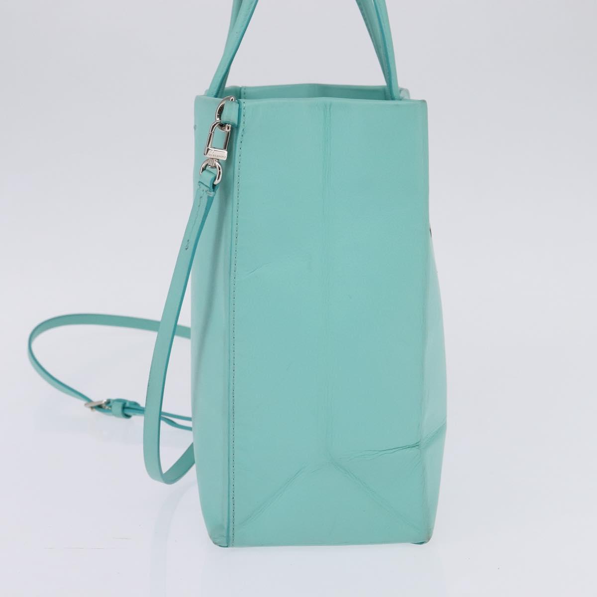 TIFFANY&Co. Hand Bag Leather 2way Turquoise Blue Silver Auth 145520