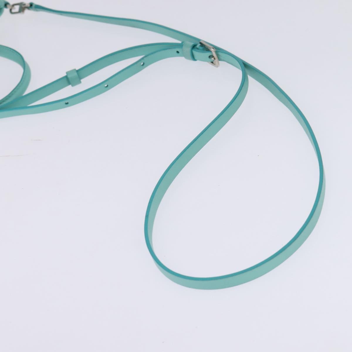 TIFFANY&Co. Hand Bag Leather 2way Turquoise Blue Silver Auth 145520