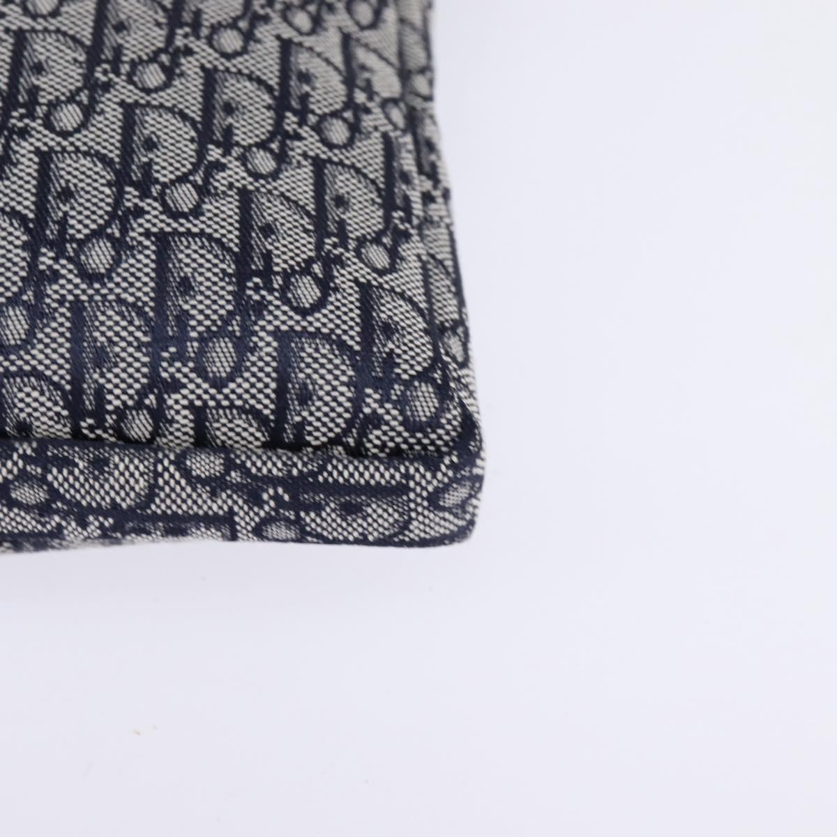 Christian Dior Trotter Canvas Shoulder Bag Navy Silver Auth 145522