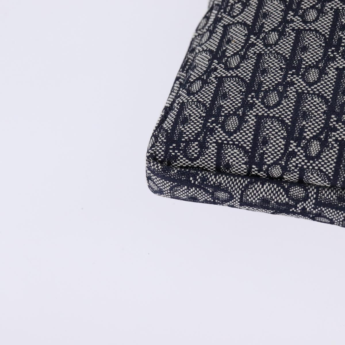 Christian Dior Trotter Canvas Shoulder Bag Navy Silver Auth 145522