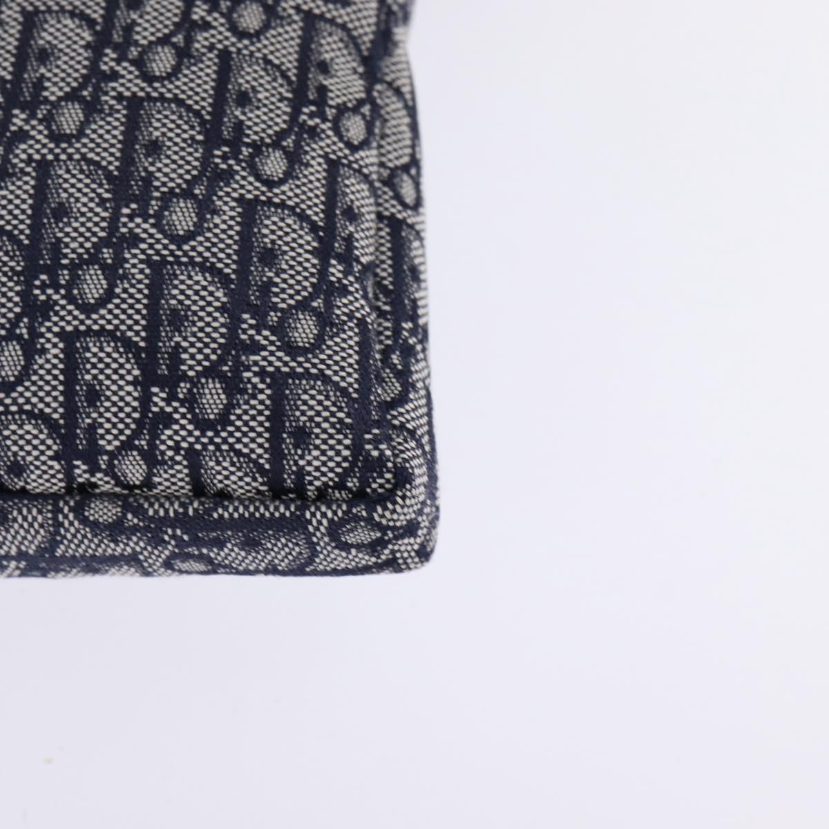 Christian Dior Trotter Canvas Shoulder Bag Navy Silver Auth 145522