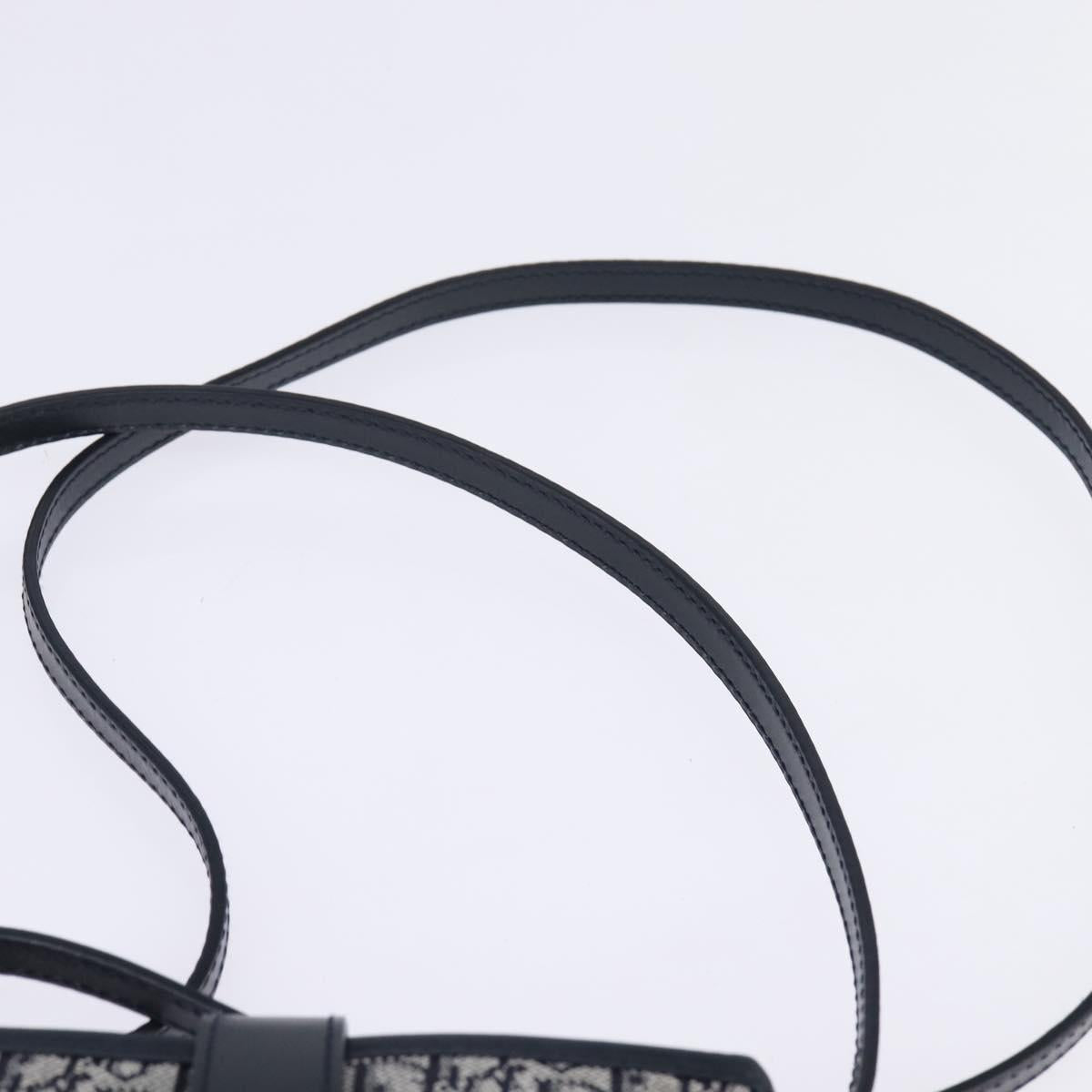 Christian Dior Trotter Canvas Shoulder Bag Navy Silver Auth 145522