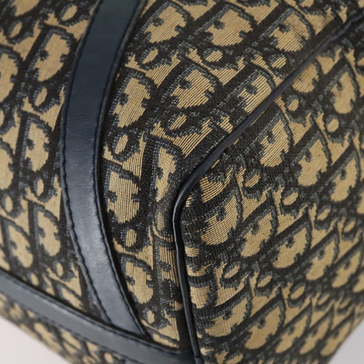 Christian Dior Trotter Canvas Boston Bag Navy Silver Auth 145523