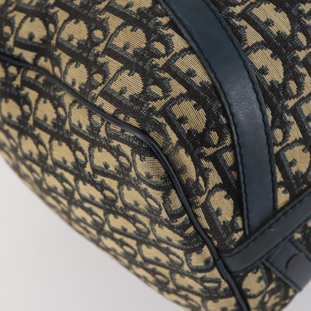 Christian Dior Trotter Canvas Boston Bag Navy Silver Auth 145523