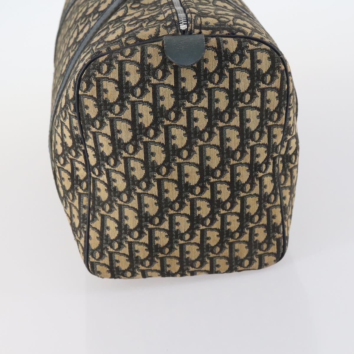 Christian Dior Trotter Canvas Boston Bag Navy Silver Auth 145523