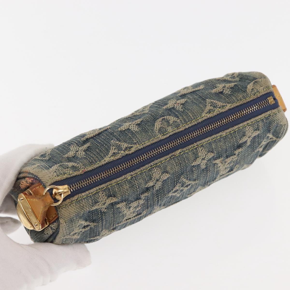 LOUIS VUITTON Monogram Denim Trousse Speedy GM Pouch Blue M95081 LV Auth 145538
