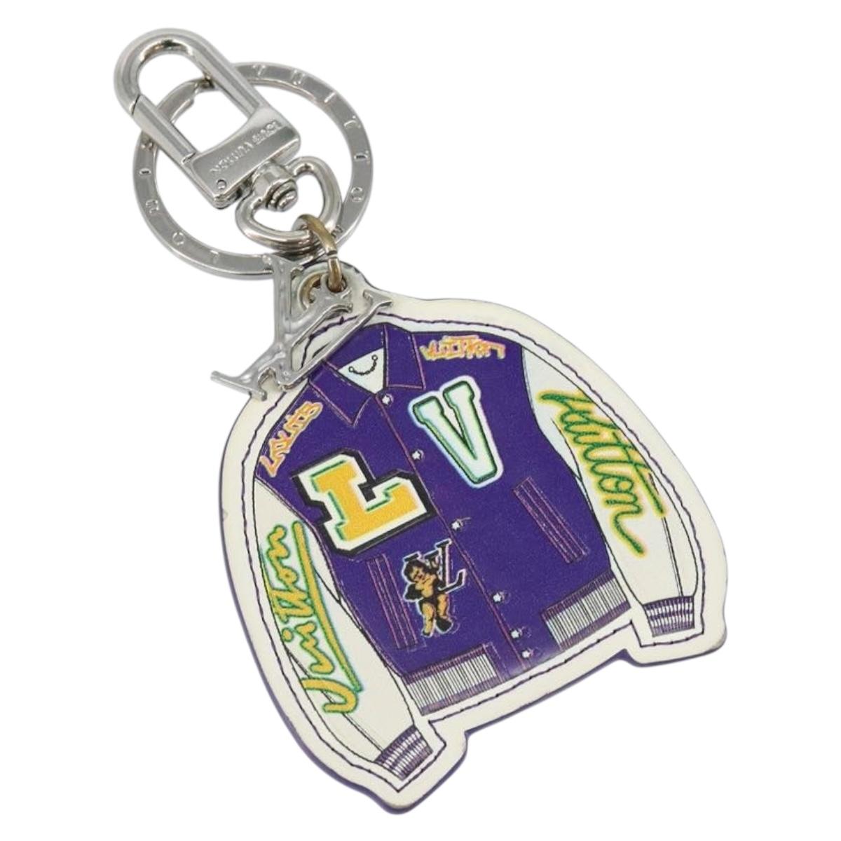 LOUIS VUITTON Porte Cles Varsity Jacket Charm Leather White MP3385 Auth 145542