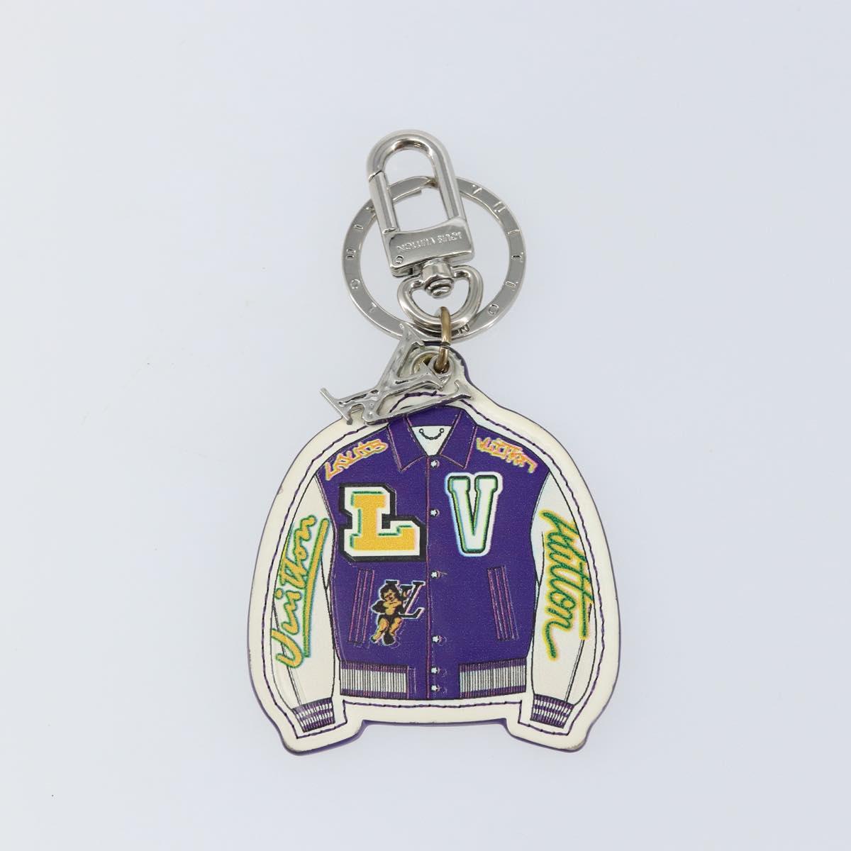 LOUIS VUITTON Porte Cles Varsity Jacket Charm Leather White MP3385 Auth 145542