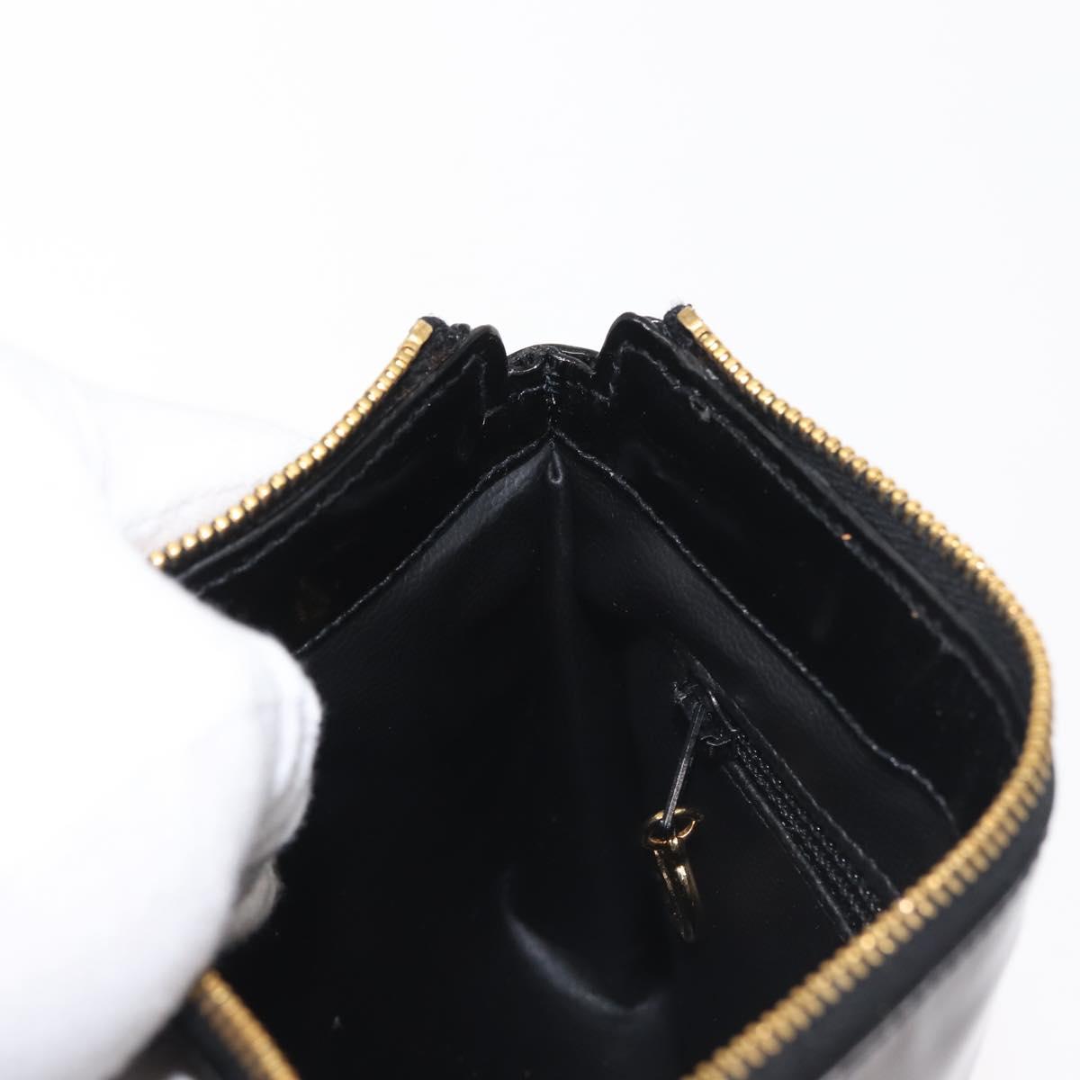 CHANEL Pouch Enamel Black Gold CC Auth 145547
