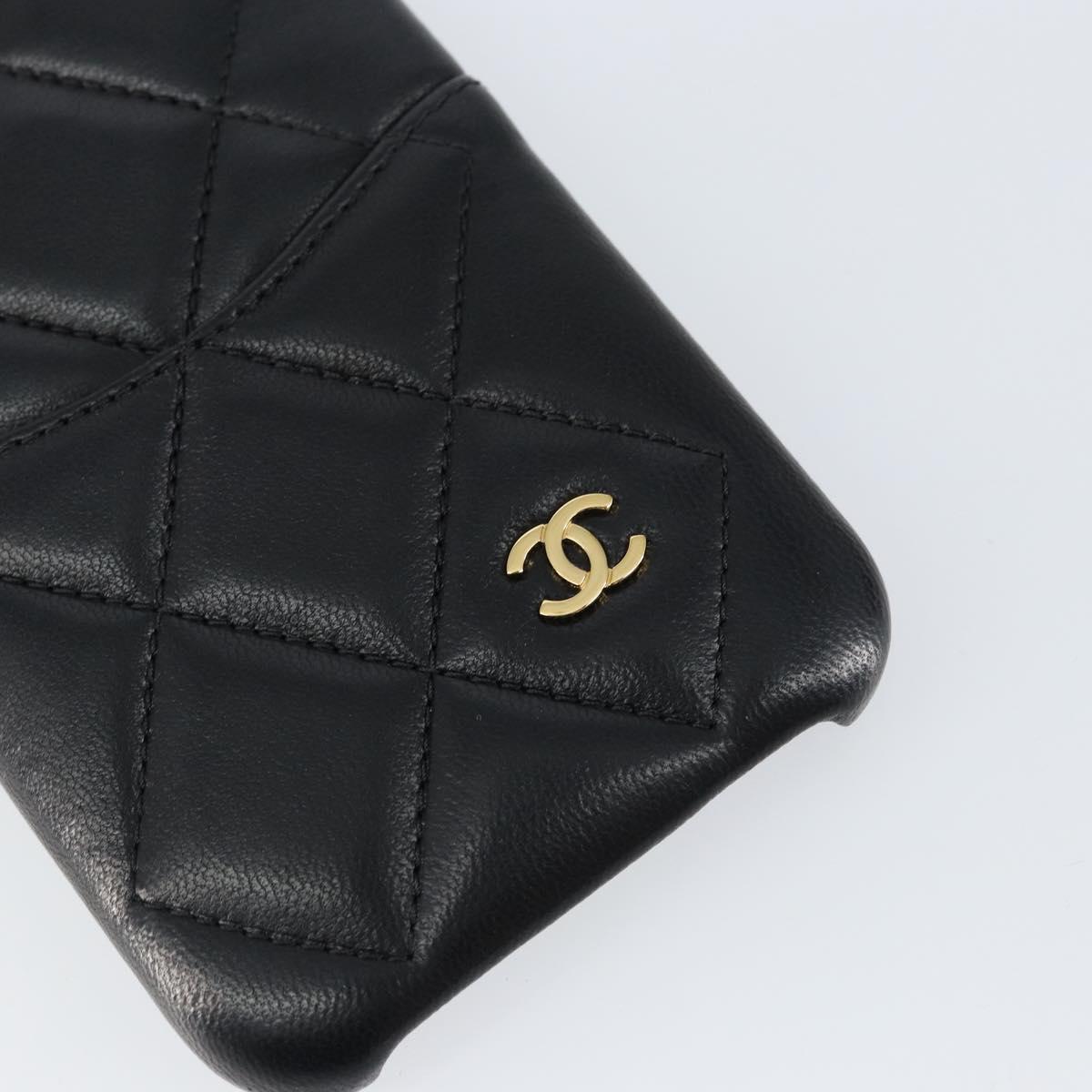 CHANEL Matelasse iPhone Case Lamb Skin Black CC Auth 145550